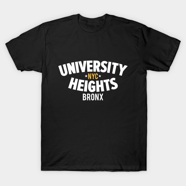 University Heights Bronx Typography Tee T-Shirt by Boogosh